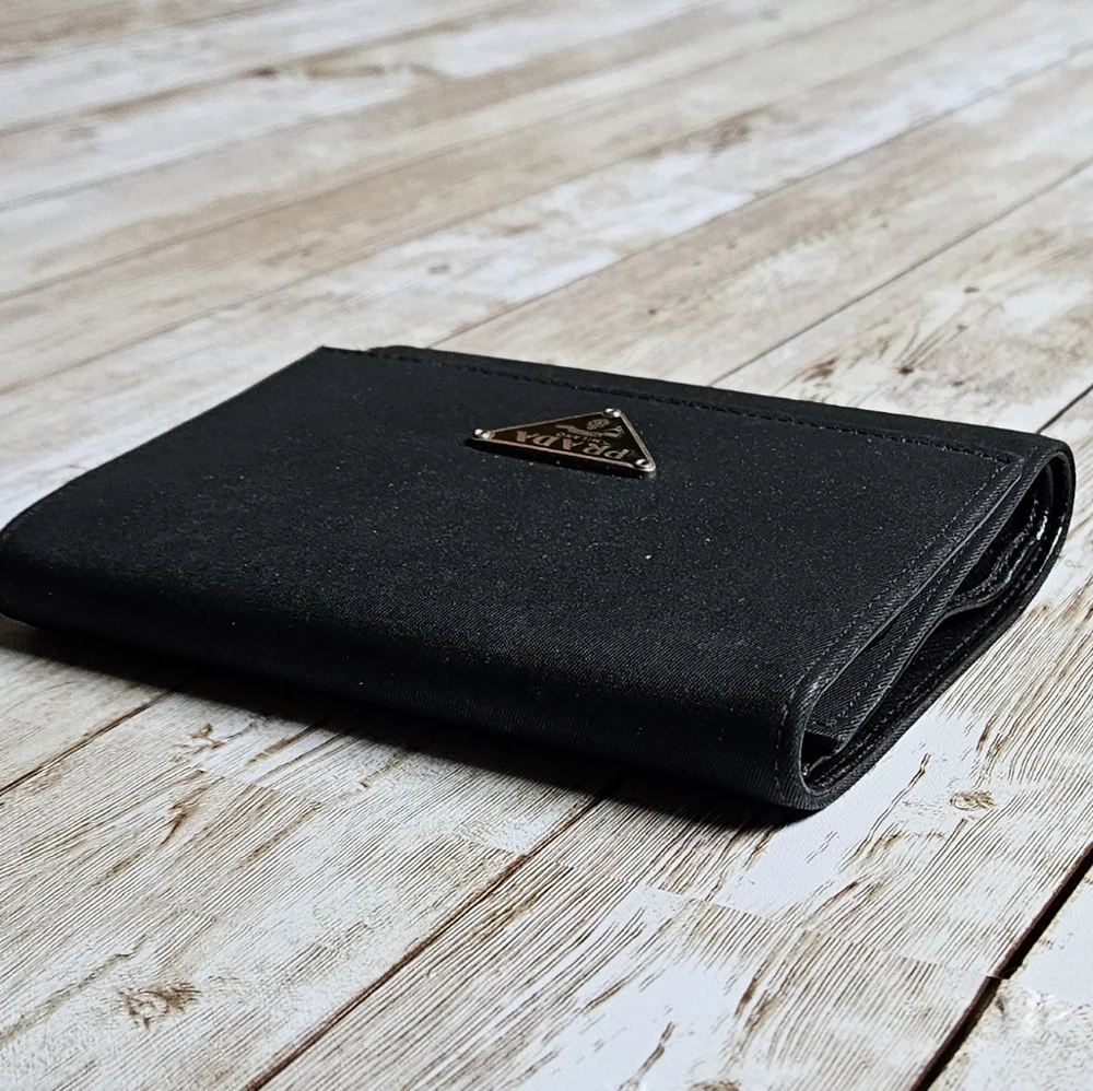Prada Tessuto Nylon & Saffiano Leather Trifold Wallet